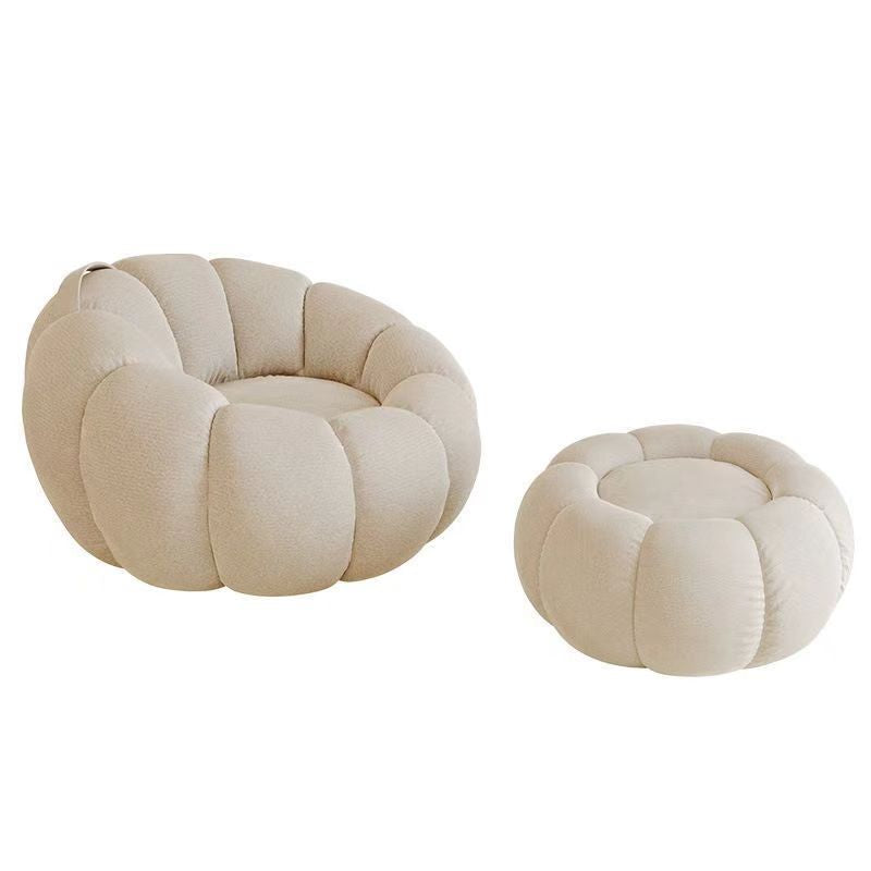 Small Apartment Cream Pumpkin Lounge Chair for Balcony Bedroom Relax Spot