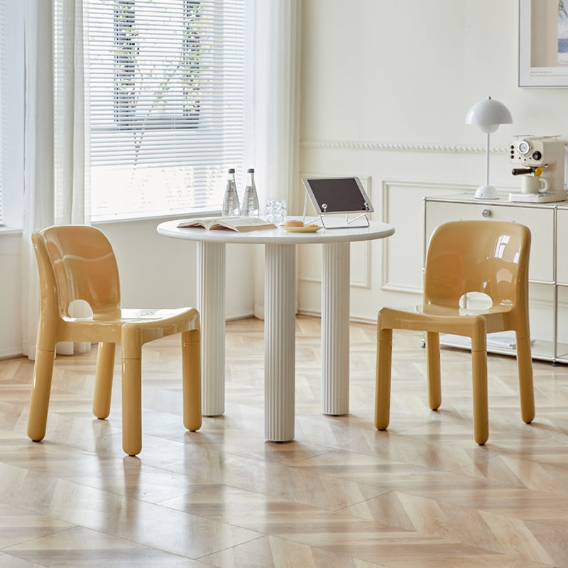 Retro Cream Nordic Chair with Plastic Backrest for Home, Café or Studio