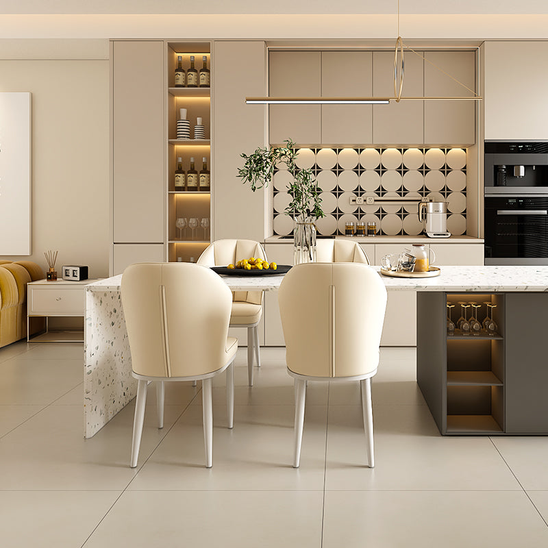 Cream Dining Chair Soft Backrest Upholstered Seat for Home, Studio or Café