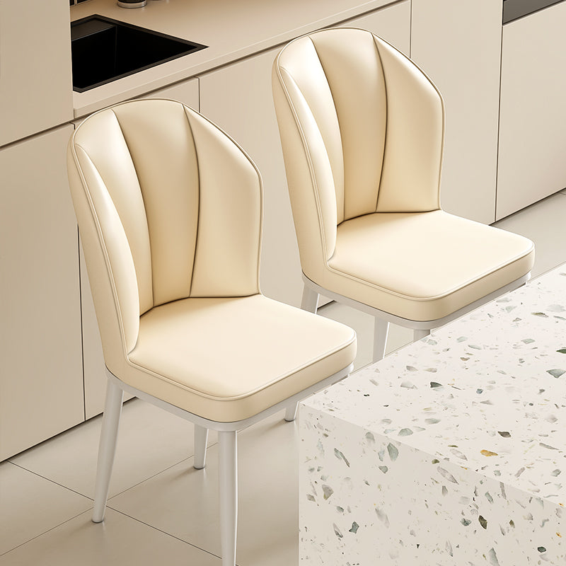 Cream Dining Chair Soft Backrest Upholstered Seat for Home, Studio or Café
