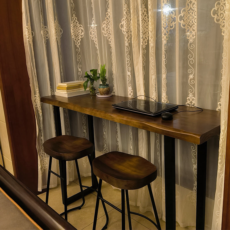 Wooden Bar Table Long Desk Narrow Wall Window Table for Work or Coffee