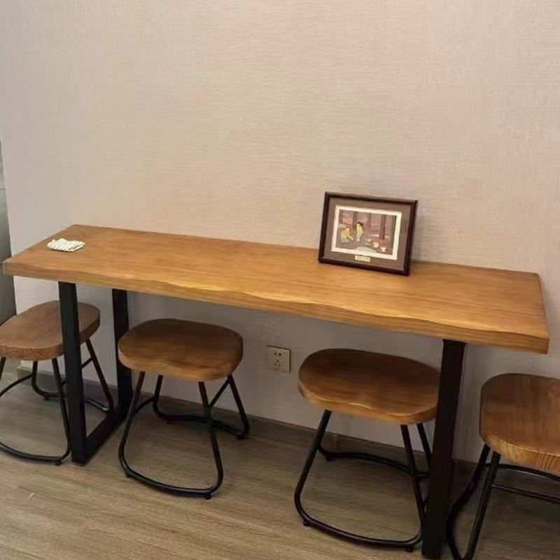 Wooden Bar Table Long Desk Narrow Wall Window Table for Work or Coffee