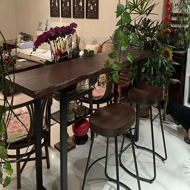 Wooden Bar Table Long Desk Narrow Wall Window Table for Work or Coffee