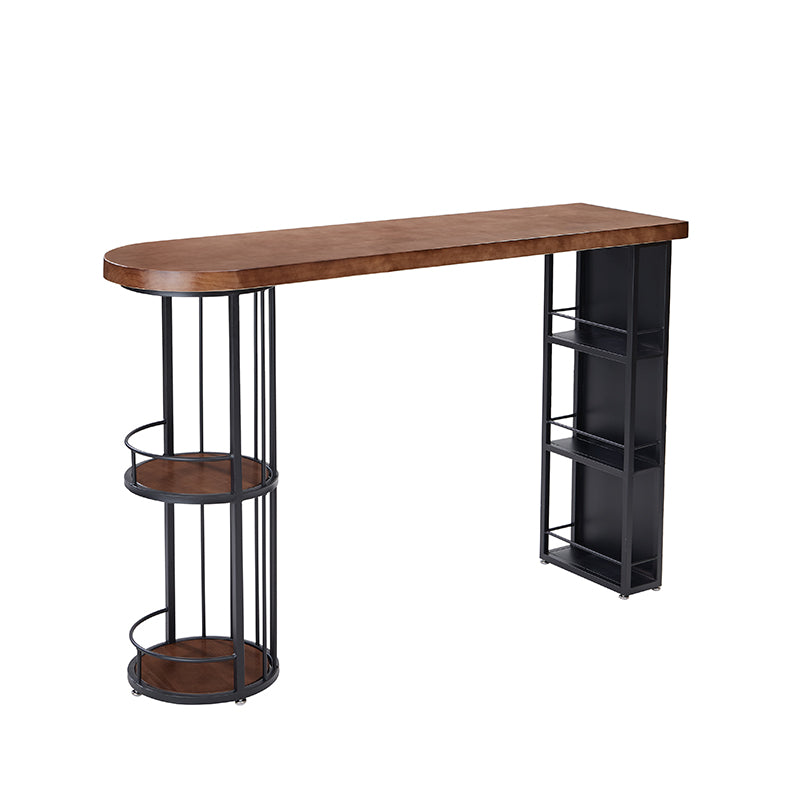 Vintage Industrial Wood Bar Table Slim Wall Console High Table Chairs