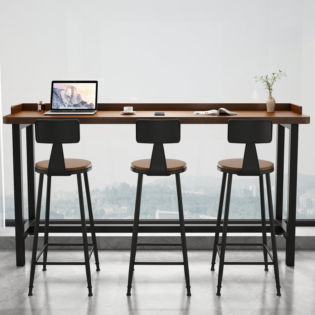 Solid Wood Bar Table Narrow Wall Console High Table Set for Home & Shops