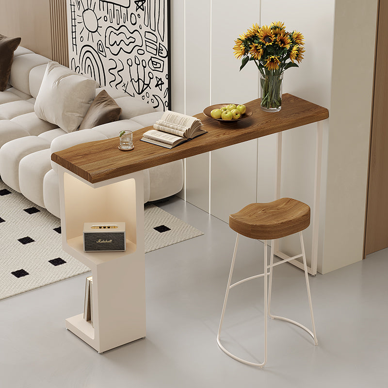 Cream Solid Wood Bar Table Tall Wall Corner Unit for Home Café or BnB