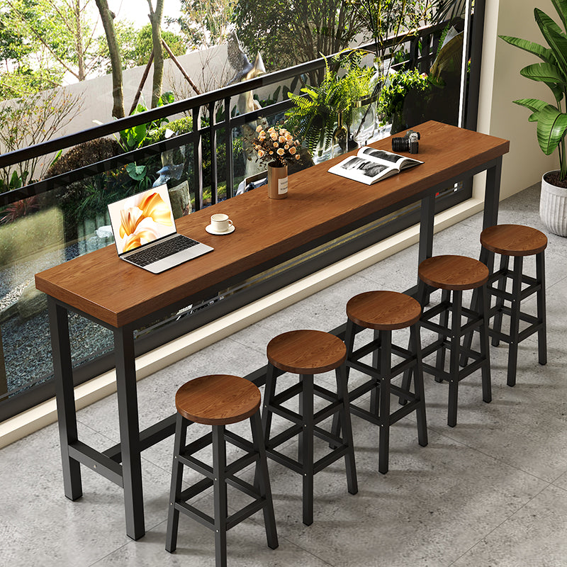 Narrow Solid Wood Bar Table Long Desk for Wall Side Home or Restaurant Use