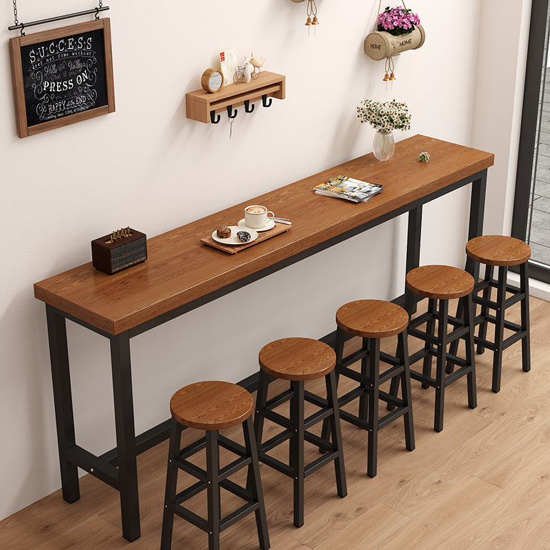 Narrow Solid Wood Bar Table Long Desk for Wall Side Home or Restaurant Use