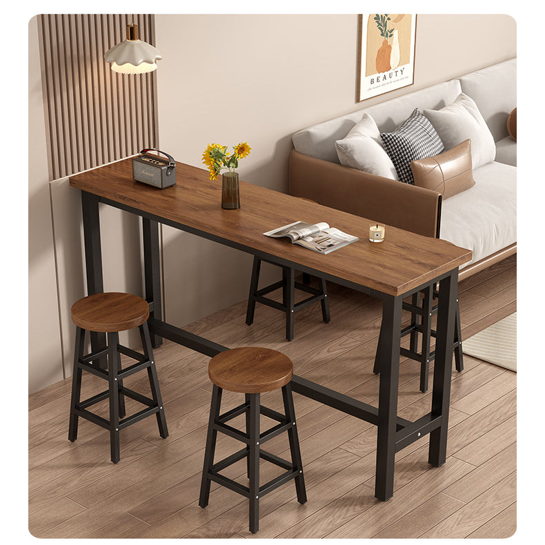 Narrow Solid Wood Bar Table Long Desk for Wall Side Home or Restaurant Use