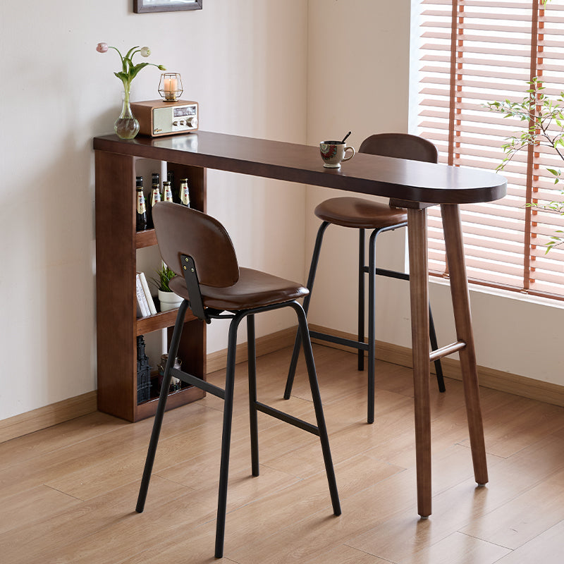 Custom Vintage Solid Wood Bar Table with Divider Cabinet for Home Lounge