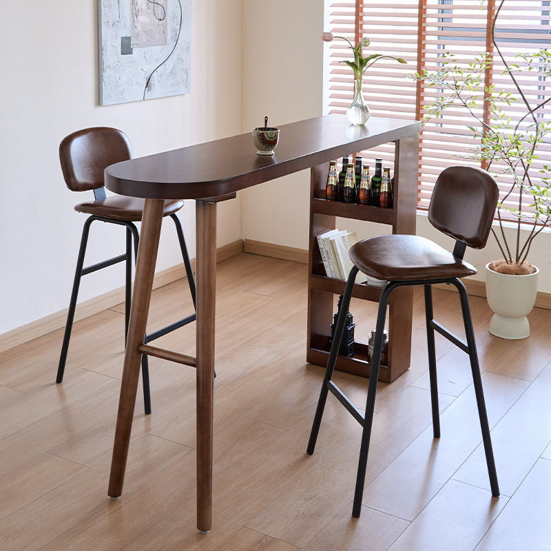 Custom Vintage Solid Wood Bar Table with Divider Cabinet for Home Lounge