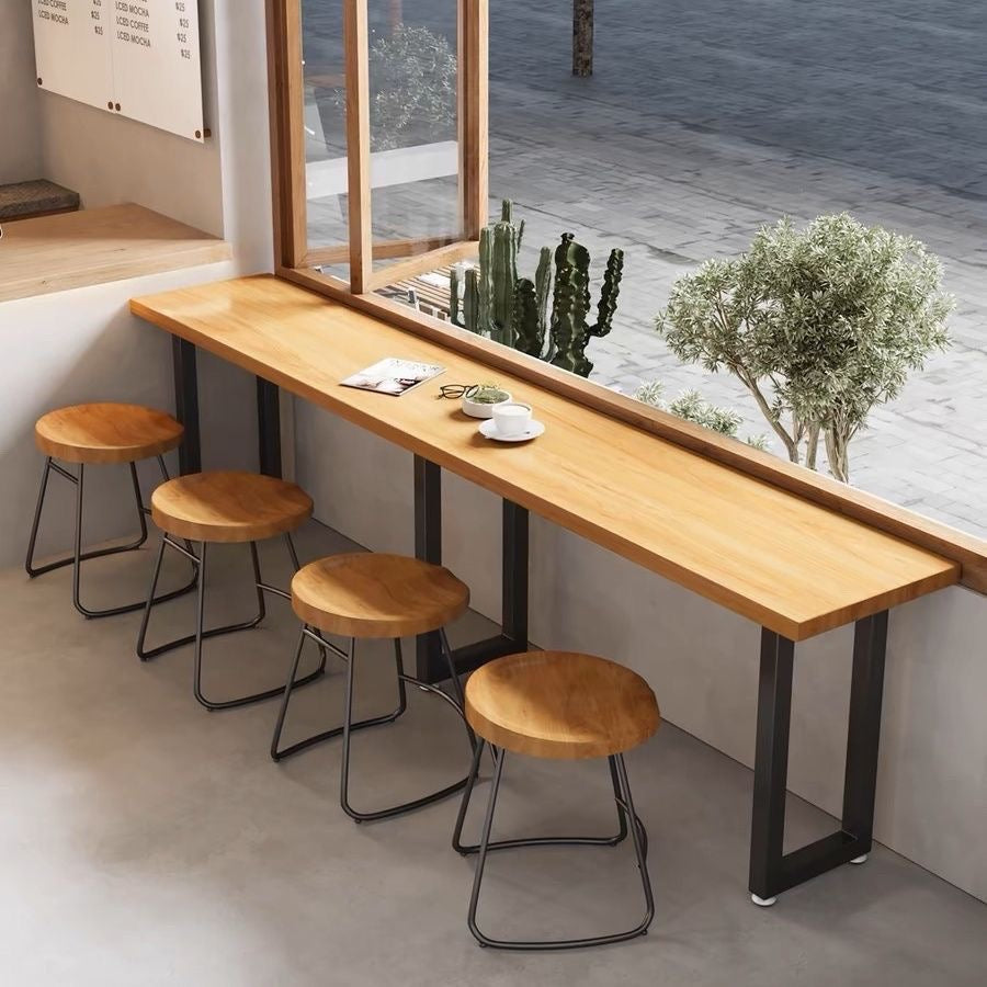 Long Narrow Bar Table for Window Side or Wall Use, Compact Counter Desk
